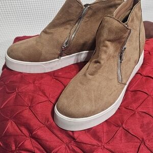 Soda Tan Ankle Boots with White Soles